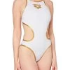 Arena One Biglogo Swimsuit - White/Gold 2 Arena One Biglogo Swimsuit - White/Gold -Leisure Swimwear Paradise 001198 106