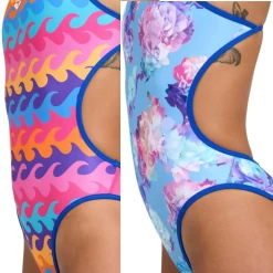 Arena Challenge Back Reversible Swimsuit - Neon/Blue/Multi -Leisure Swimwear Paradise 005897 700
