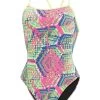 Dolfin Reliance Hive V-Back Swimsuit - Multi Pink -Leisure Swimwear Paradise 0100hive 690 front