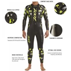 Zoot Men's Bolt Tri Wetsuit - Yellow / Silver -Leisure Swimwear Paradise 3 m bolt features1