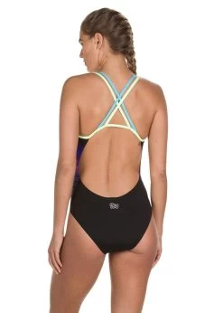 Speedo Neon Fan Placement Double Crossback Swimsuit- Black/ Aquasplash/ Red -Leisure Swimwear Paradise 8 10626d279 c 1