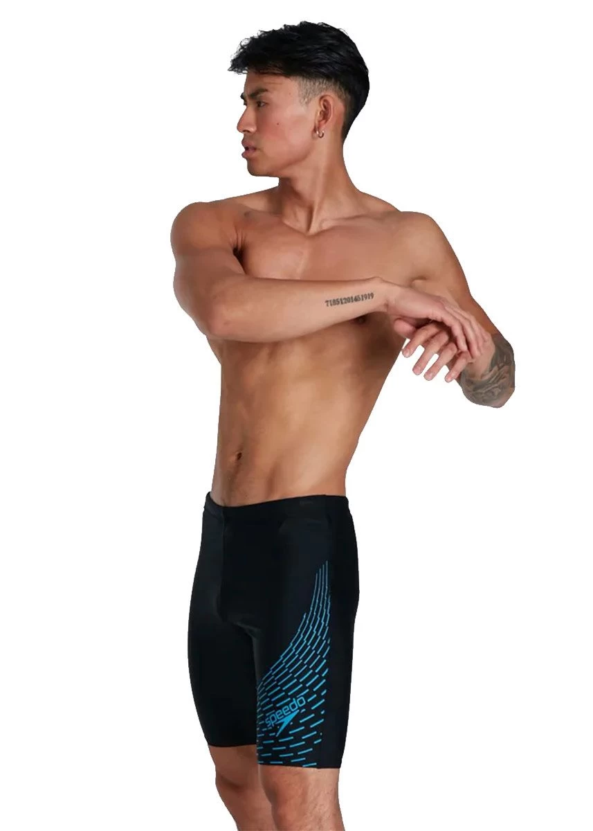 Speedo Medley Logo Jammer - Black/ Pool 3 Speedo Medley Logo Jammer - Black/ Pool