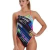 Speedo Glitchzone Placement Ribbonback Swimsuit - Black/ Multi -Leisure Swimwear Paradise 8 11717h156