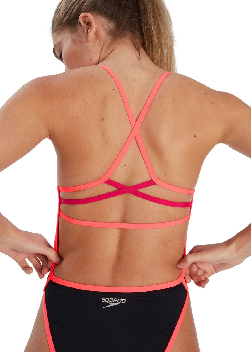 Speedo Glitchzone Placement Ribbonback Swimsuit - Black/ Multi 9 Speedo Glitchzone Placement Ribbonback Swimsuit - Black/ Multi - Image 7