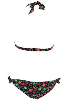 Arena Womens Little Fruit Neckholder Swim Bikini Black -Leisure Swimwear Paradise 87040 50 little fruit neckholder front back 1 1