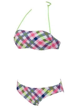 Arena Womens Checks Bandeau Swim Bikini White/Multi-coloured -Leisure Swimwear Paradise 87061 16 checks bandeau 2