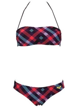 Arena Womens Checks Bandeau Swim Bikini Purple/Multi-coloured