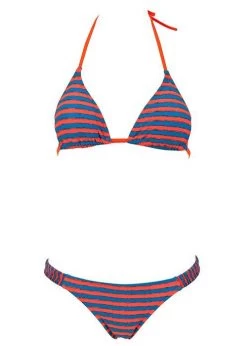 Arena Womens Stripes Triangle Swim Bikini Orange/Turquoise