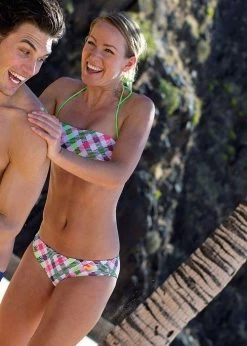 Arena Womens Checks Bandeau Swim Bikini White/Multi-coloured -Leisure Swimwear Paradise arena checks bandeau bikini