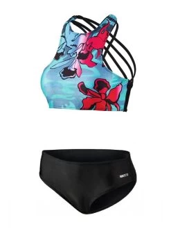 Beco Regular Fit High Neck B-Cup Bikini - Blue / Red