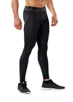 2XU Men's Accelerate Compression Tights - Black/Arrow Stripe Nero 8 2XU Men's Accelerate Compression Tights - Black/Arrow Stripe Nero -Leisure Swimwear Paradise ma4476b blk asn 1