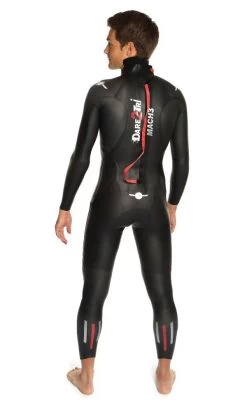 Dare2Tri Mens MACH3 S.7 Wetsuit - Black / Red -Leisure Swimwear Paradise mens mach3 model back