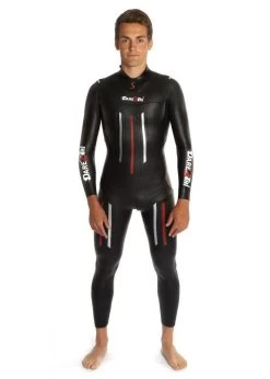 Dare2Tri Mens MACH3 S.7 Wetsuit - Black / Red -Leisure Swimwear Paradise mens mach3 model front