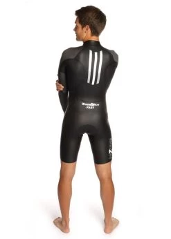Dare2Tri Mens SwimRun FAST Wetsuit - Black / Silver -Leisure Swimwear Paradise mens swim run fast model back