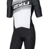 2XU Men's Comp Full Zip Sleeved Trisuit - Black / White -Leisure Swimwear Paradise mt4838d blk wlg 00