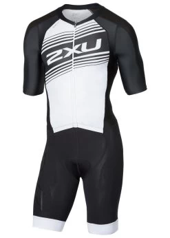 2XU Men's Comp Full Zip Sleeved Trisuit - Black / White