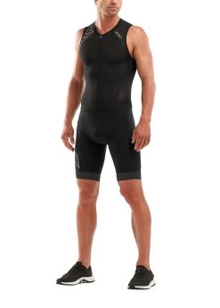 2XU Men's Compression Full Zip Trisuit - Black/Gold