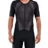 2XU Men's Perform Full Zip Sleeved Trisuit - Black/Shadow -Leisure Swimwear Paradise mt5525d blk sdw 02