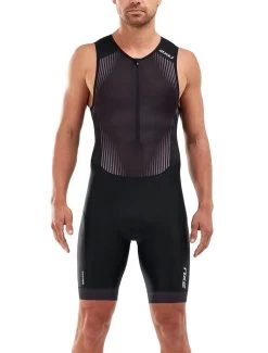 2XU Men's Perform Front Zip Trisuit - Black/Shadow