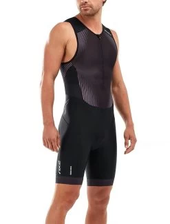 2XU Men's Perform Front Zip Trisuit - Black/Shadow -Leisure Swimwear Paradise mt5526d blk sdw side