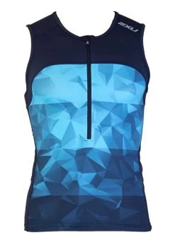 2XU Men's Active Tri Singlet - Midnight/Blue Terrain