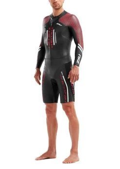 2XU Men's Swim Run: Pro Wetsuit- Black / Flame Scarlet -Leisure Swimwear Paradise mw5477c blk fsc 00