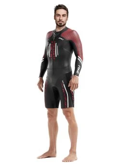 2XU Men's Swim Run: Pro Wetsuit- Black / Flame Scarlet