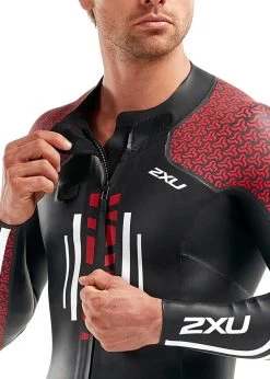 2XU Men's Swim Run: Pro Wetsuit- Black / Flame Scarlet -Leisure Swimwear Paradise mw5477c blk fsc 02