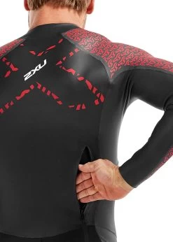 2XU Men's Swim Run: Pro Wetsuit- Black / Flame Scarlet -Leisure Swimwear Paradise mw5477c blk fsc 03