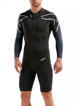 2XU Men's Pro-Swim Run SR1 Wetsuit - Black / Blue Surf Print