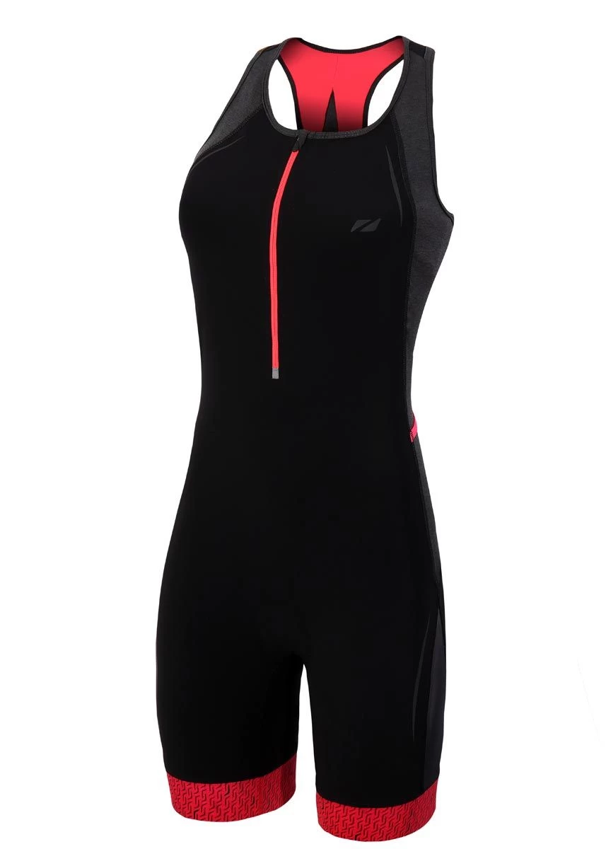 Zone3 Women's Performance Culture Tri Suit - Marl Grey / Black / Coral 3 Zone3 Women's Performance Culture Tri Suit - Marl Grey / Black / Coral