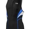 TYR Competitor Male Triathlon Tank Black/White/Blue -Leisure Swimwear Paradise tcmt6 093 fr