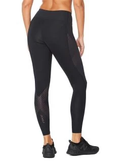 2XU Women's Motion Mid-Rise Compression Tights - Black / Cranberry