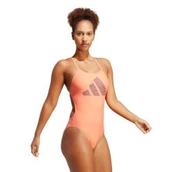 Adidas 3 Bar Logo Print Swimsuit - Peach/Black -Leisure Swimwear Paradise tumbnail 191e8efd 2f37 466a 91ca 2c280b6b3826