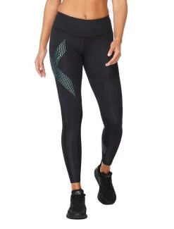 2XU Women's Motion Mid-Rise Compression Tights - Black / Cloud Blue -Leisure Swimwear Paradise tumbnail 1b5478f0 9aef 40a4 a83a 4d5a24a06d55