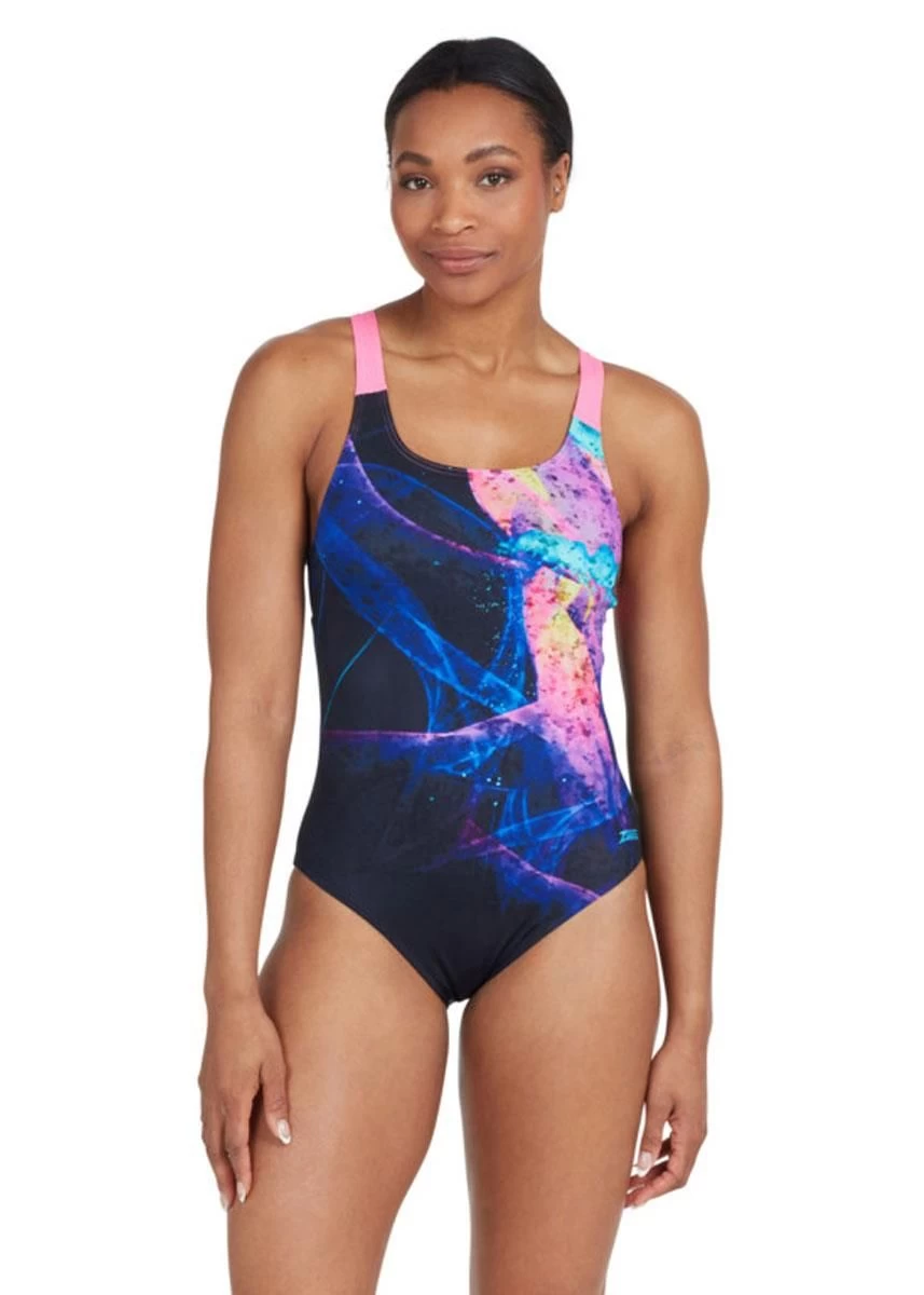 Zoggs Speedback Swimsuit - Acid Wave Print 4 Zoggs Speedback Swimsuit - Acid Wave Print - Image 2