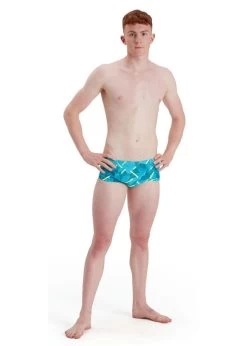 Speedo Geo Stripe 17CM Training Brief - Nordic Teal/ Adriatic/ Fluo Yellow