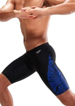 Speedo Allover V-Cut Jammer - Black/ Chroma Blue -Leisure Swimwear Paradise tumbnail 4408fa6e a474 4c69 b467 598daf246e82