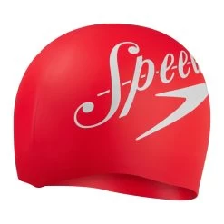 Speedo Logo Placement Silicone Cap - Speedo Red/ White