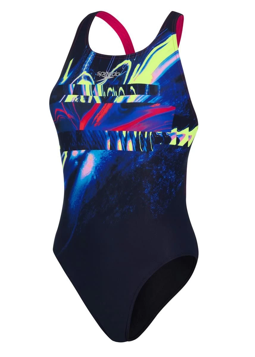 Speedo Placement Digital Powerback Swimsuit - Black/ Magenta/ Blue/ Yellow 7 Speedo Placement Digital Powerback Swimsuit - Black/ Magenta/ Blue/ Yellow - Image 5