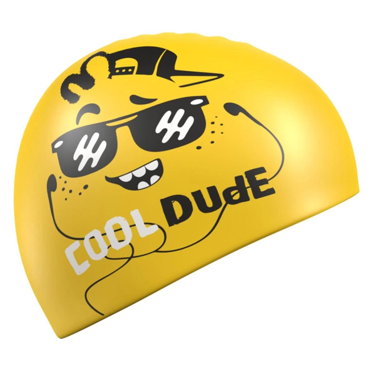 Mad Wave Junior Dude Silicone Swim Cap - Yellow 4 Mad Wave Junior Dude Silicone Swim Cap - Yellow - Image 2