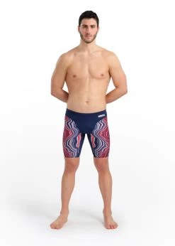 Arena Marble Print Jammer - Navy/Red/Multi