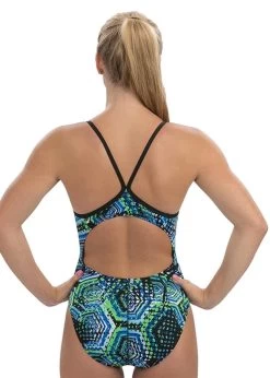 Dolfin Reliance Hive V-Back Swimsuit - Blue/ Green -Leisure Swimwear Paradise tumbnail 77dcf490 fdfe 4b05 bb83 0772d707ace9