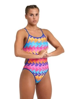 Arena Challenge Back Reversible Swimsuit - Neon/Blue/Multi