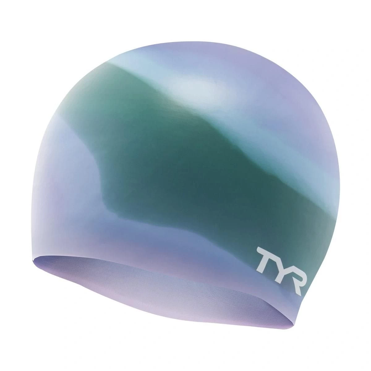 TYR Multi-coloured Silicone Swim Cap - Purple/ Green 3 TYR Multi-coloured Silicone Swim Cap - Purple/ Green