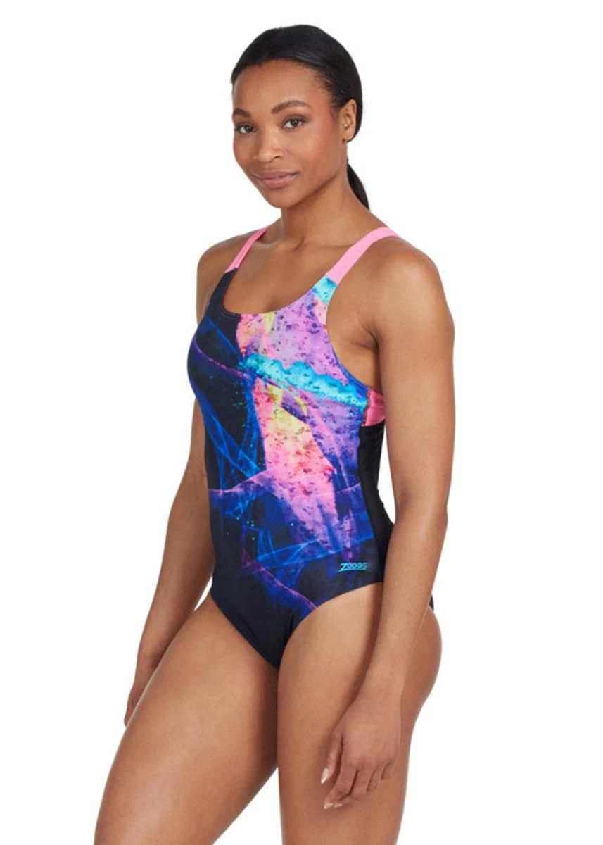 Zoggs Speedback Swimsuit - Acid Wave Print 3 Zoggs Speedback Swimsuit - Acid Wave Print