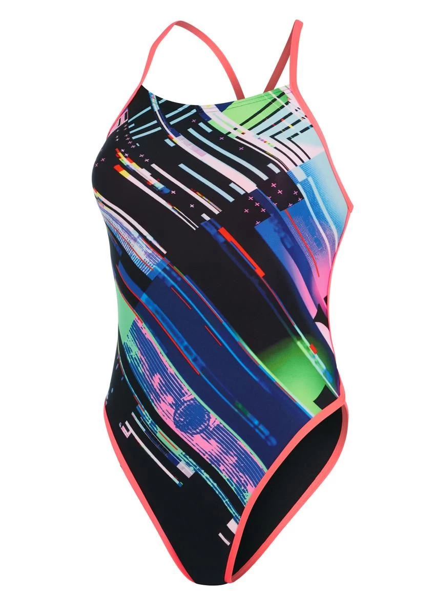 Speedo Glitchzone Placement Ribbonback Swimsuit - Black/ Multi 7 Speedo Glitchzone Placement Ribbonback Swimsuit - Black/ Multi - Image 5