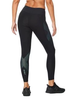 2XU Women's Motion Mid-Rise Compression Tights - Black / Cloud Blue