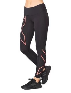 2XU Women's Light Speed Mid-Rise Compression Tights - Black / Cranberry Reflective -Leisure Swimwear Paradise tumbnail ebcdfed2 ba09 4f5d af5a f8c35e39212e