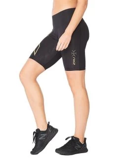 2XU Women's Light Speed Mid-Rise Compression Shorts - Black / Gold Reflective -Leisure Swimwear Paradise tumbnail ef7ebb0e dc4a 49da 991a e2d72591bdb0